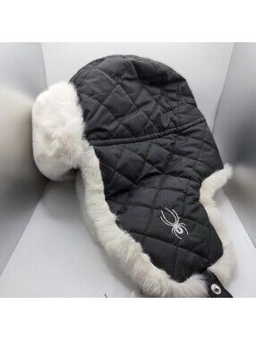 Spyder Quilted Trapper Hat Faux Fur Lined Y2K